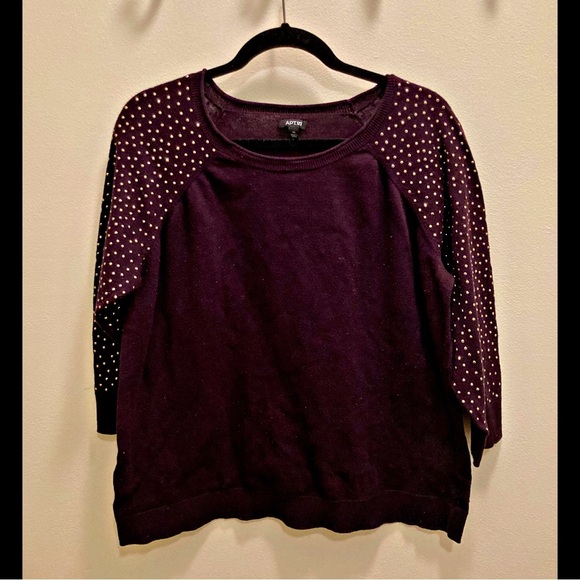 Apt. 9 Rhinestone Sleeve Sweater - Picture 1 of 8